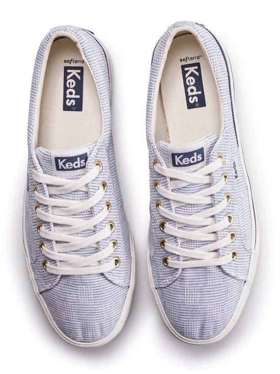 Keds Shoes - Keds Park Seed White & Blue Stripe Lace-Up Sneakers Size 10
